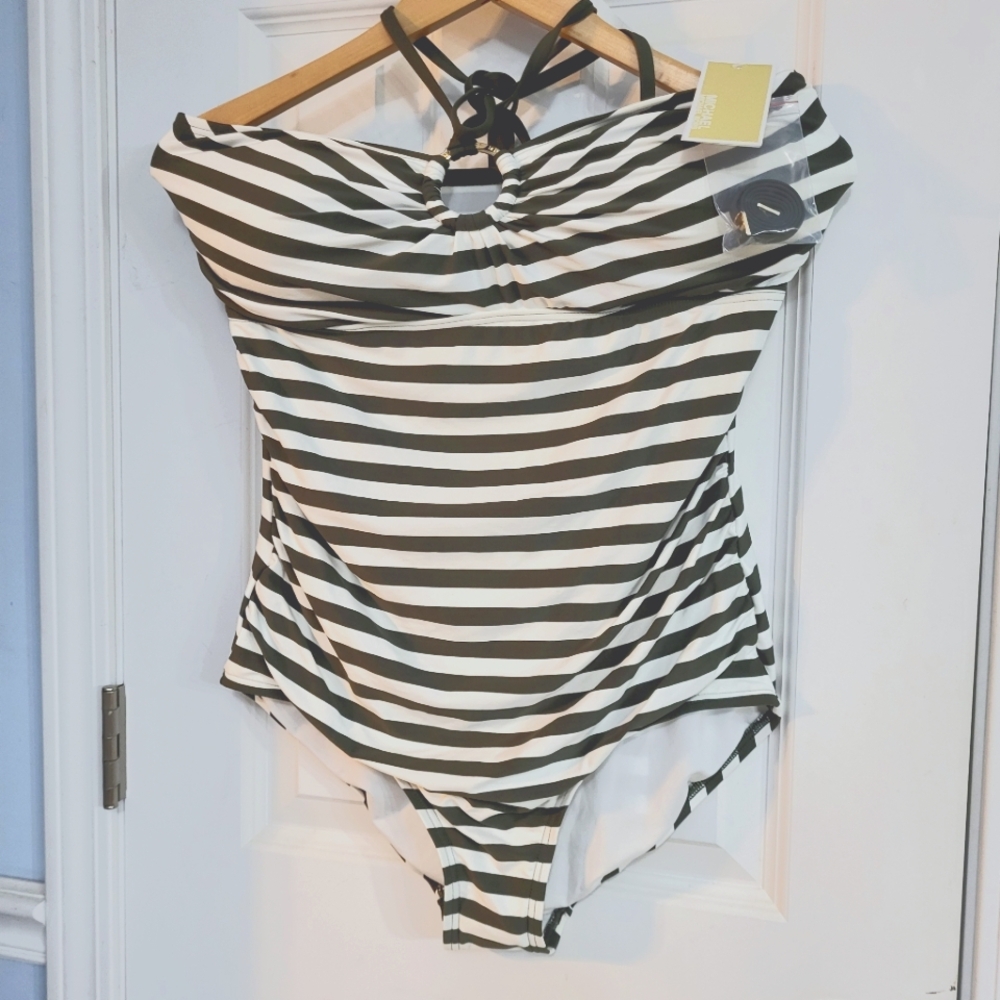 MICHAEL KORS Women's Swimsuit Olive/Ivy one piece size 14 NWT